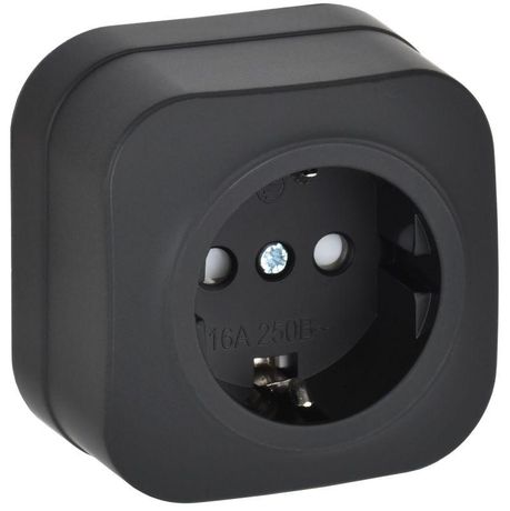Розетка ОП GLORY РСш20-3-ХЧм 16А с заземл. защ. шторки черн. матов. IEK ERH14-K02M-16
