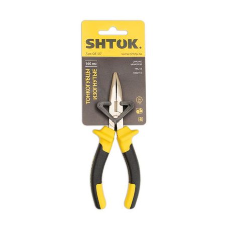 Тонкогубцы изогнутые 1000В 160мм (08107) SHTOK 376277 SHTOK арт. 376277