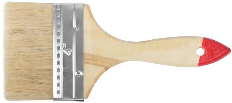 Кисть флейцевая ''Стандарт'', натур.светлая щетина, деревянная ручка 4'' (100 мм) - 01038 РОС