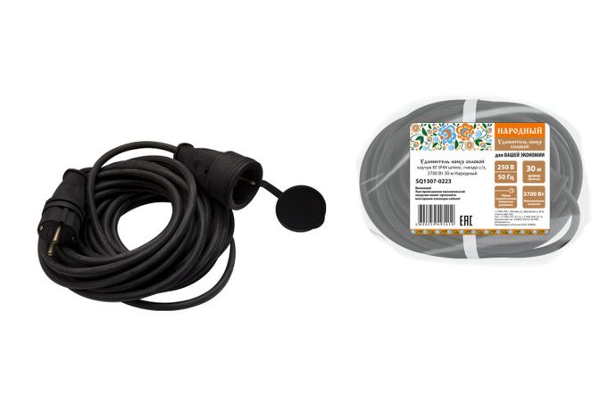КГ IP44 штепс гнездо с/з 3700 Вт 30м Народный | SQ1307-0223 TDM Удлинитель-шнур силовой каучук