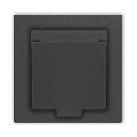 Розетка одноместная с крышкой UNIVersal серия Афина с/з, с/у, 16А, 220В, графит (еврослот), механизм - A0029-Gr Союз