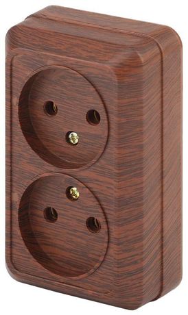 Розетка 2-м ОП Quadro 2-203-10 16А IP20 250В 2х2P венге Intro Б0030125 ЭРА
