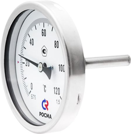 Термометр биметаллический коррозионностойкий осевой БТ-51.220 0-100С 1/2' длина штока 250мм кл.1.5 - 00000009084 РОСМА