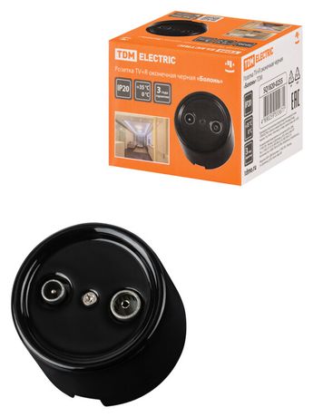 Розетка TV+R оконечная черная «Болонь» | SQ1820-0255 TDM