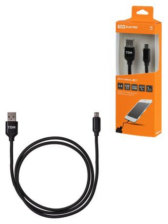ДК 7 USB - micro 1 м тканевая оплетка черный | SQ1810-0307 TDM Дата-кабель