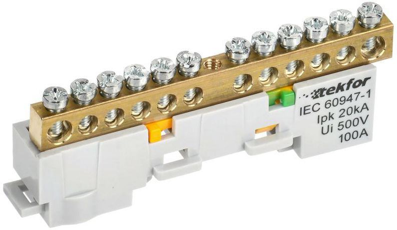 Шина PE "земля" неизол. на универс. держ. 6х9-12-Ж TEKFOR IEK TF-NN10-12-DL-K05