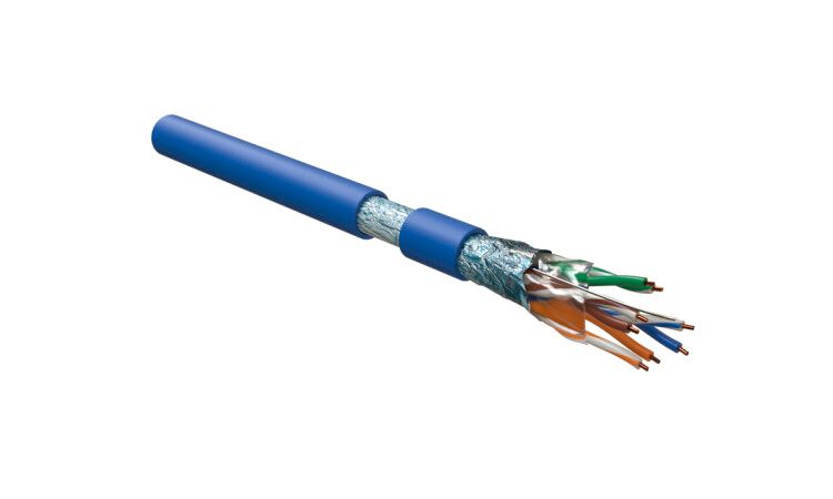 Кабель витая пара F/UTP кат.5E 4 пары 24 AWG ОЖ solid экран-фольга LSZH нг(А)-HF-20град.C-+75град.C FUTP4-C5E-S24-IN-LSZH-BL-305 гарантия: 15 лет компонентн./25 системн. син. (уп.305м) Hyperline 444612