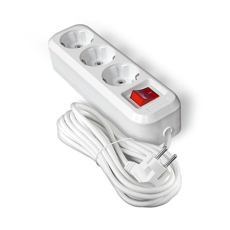 Удлинитель S-303А ПВС 3*1,5 ,10 гнезда, с заземлением, выключателем, 3м (еврослот) - 1729 Союз