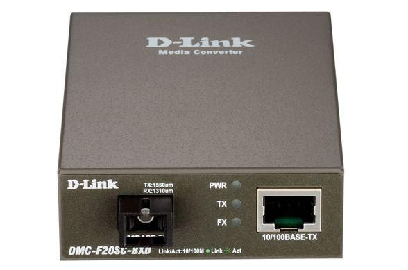 Медиаконвертер DMC-G20SC-BXD/A1A WDM (1 порт 100/1000Base-T + 1 1000Base-LX; разъем SC (Tx: 1550мкм; Rx: 1310мкм) для одномод. оптич. кабеля (до 20км) D-Link 1824152 D-Link арт. 1824152