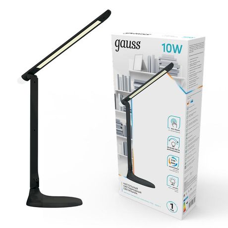 Светильник светодиодный настольный GTL 10Вт 2700-6500К 550лм 5В диммир. + ночник черн. GAUSS GT2042