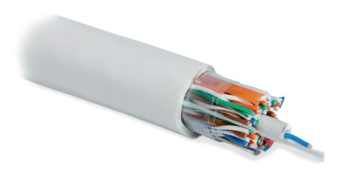 Кабель UUTP25W-C5-S24-IN-LSZH-GY (UTP25W-C5-SOLID-INDOOR-LSZH) витая пара U/UTP кат. 5; 25 пар (4 пары (24 AWG)х6 +1 AWG)) 1 в LSZH обол. одножильн. (solid) нг(С) (HF –20град.C – +60град.C) сер. Hyperline 47047