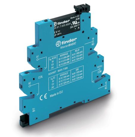 Интерфейсный модуль, твердотельное реле, серия MasterBASIC; выход 6A (24В DC); питание 125В AC/DC | 391001259024 Finder 39.10.0.125.9024