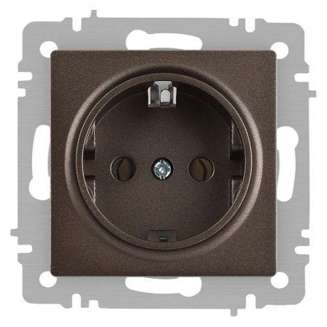 Розетка однофазная скрытого монтажа, в рамку с заземлением без шторок бронза 16А 250В IP20 винтовые зажимы 6-202-08 Intro Accent - Б0063699 ЭРА