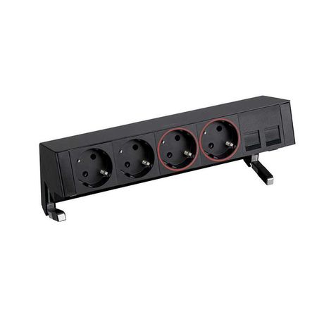 Блок розеточный настольный Simon 400 2х2P+E UPS адаптер для 2хRJ45 моноблок черн. 42502220-138