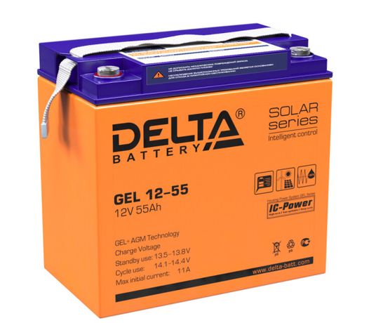 Аккумуляторная батарея Solar серии GEL 12-55 12В/55Ач | DELTA