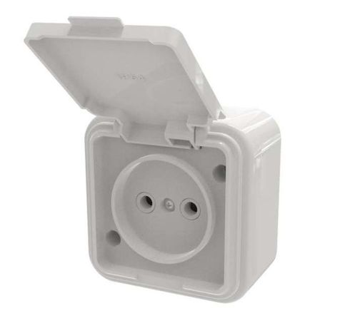 Розетка 1-м ОП Викинг с защ. крышкой без заземл. бел. БЕЛТИЗ RA16-201-Б Bylectrica