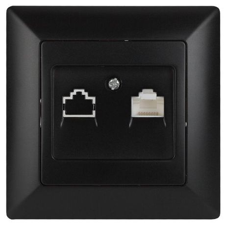 Розетка информационная RJ45, СУ, Solo, антрацит, 4-303-05 - Б0043386 ЭРА