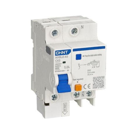 Выключатель дифференциальный автоматический NXBLE-63 1P+N C10 30мА тип AC 6кА - 819931 CHINT