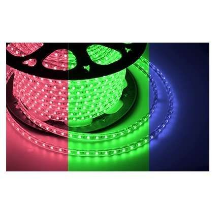 Лента светодиодная SMD2835 10х7мм 60LED/м 4.8Вт/м 220В RGYB IP67 мультиколор (уп.100м) Neon-Night 142-609