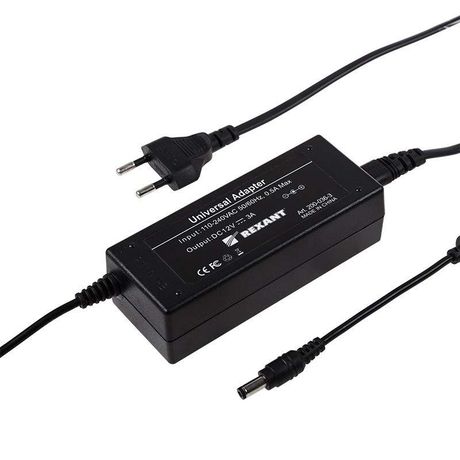 Источник питания 110-220V AC/12V DC, 3А, 36W с DC разъемом подключения 5.5*2.1, без влагозащиты (IP23) | 200-036-3 SDS MEET