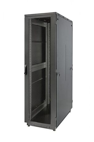 Шкаф Racknet S3000 42U 600 800, передняя дверь перфорированная одностворчатая, задняя черный - 60F-42-68-34BL Eurolan
