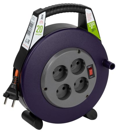 Удлинитель силовой BPx-4-2x0,75-20m в закрытом корпусе без заземления с выключателем 4 розетки 20м ПВС 2x0,75мм2 6А | Б0052924 ЭРА