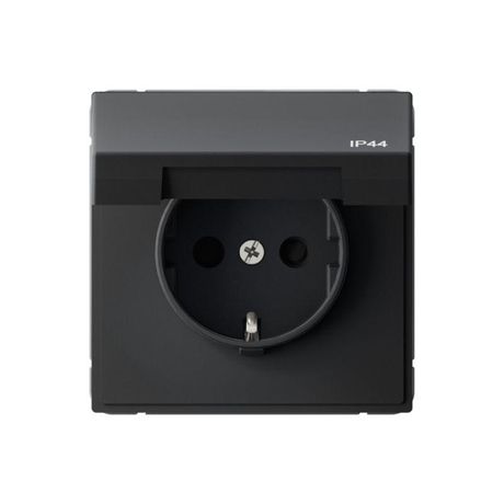 Розетка ArtGallery 16А IP44 с заземл. защ. шторки крышкой механизм карбон SE GAL441046 APC