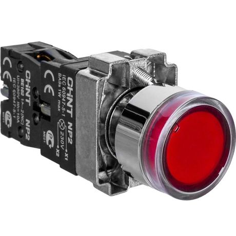 Кнопка управления NP2-BW3461 1НО красная AC/DC230В(LED) IP40 (R) | 574080 CHINT