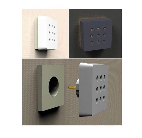 Переходник "Розеткус" 3х3 на 4 розетки с подсветкой свет. сер. блист. REV 30001