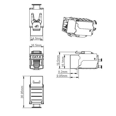 Вставка Keystone Jack RJ45 (8P8C) кат.6 экранир. KJ9-8P8C-C6-90-SH-F Hyperline 432597
