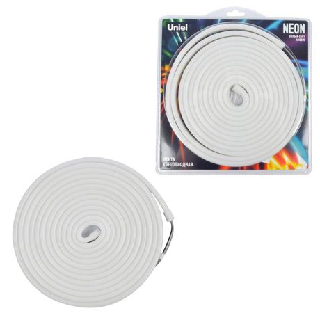 Светодиодная гибкая герметичная лента. NEON ULS-N03-2835-100LED/m-8mm-IP67-DC12V-11W/m-5M-4000K катушка 5м в блистере белый свет 4000К - UL-00009094 Uniel