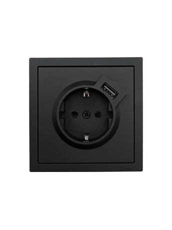 Розетка 1-мест. с/з+USB разъем СП ZIMA IP20 черн. бархат LEZARD 704-4288-181