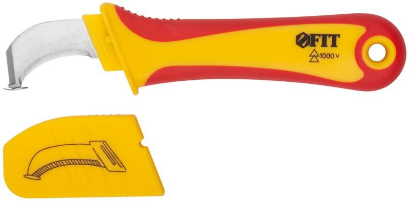 Нож изолированный 1000 В с пяткой, нерж.сталь, 170 мм, лезвие 37 прорезин.ручка - 10604 РОС