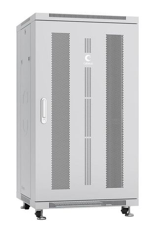 Шкаф монтажный телекоммуникационный напольн. ND-05C-22U60/80 19дюйм 22U 600х800х1166мм для распределит. и серверн. оборудования; передн. задн. перфорир. двери ручка с замком RAL 7035 сер. Cabeus 7223c