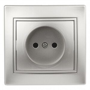 Розетка 1-м СП Plano 1-201-03 16А IP20 250В 2P алюм. Intro Б0030054 ЭРА