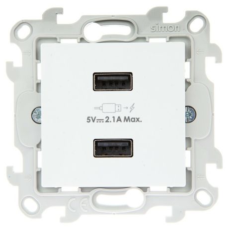 Зарядное устройство розетка 2хUSB, белый - 2411096-030 Simon