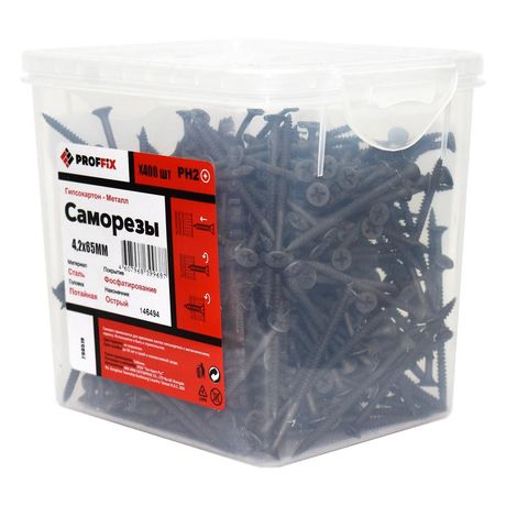 Саморез гипсокартон-металл 4.2х65 усиленный (TWN) (уп.400шт) контейнер Proffix 146494 Tech-KREP