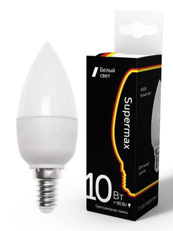 Лампа светодиодная LED 10Вт свеча 220В Е14 4000К белый 800 лм - Sup_LED10wCNE1440 Космос