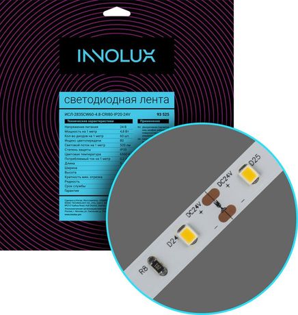 Лента светодиодная 24В 93 525 ИСЛ-2835CW60-4.8-CRI80-IP20-24V | 93525 INNOLUX
