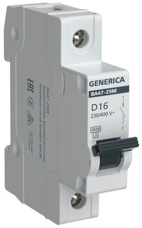 Автоматический выключатель ВА47-29М 1P 16А 4,5кА D GENERICA - MVA21-1-016-D-G IEK