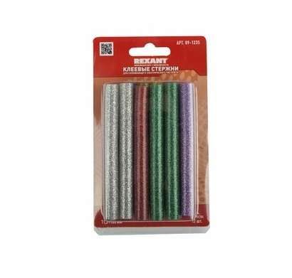 Стержень клеевой d11.3мм L100мм с блестками цветной (блист.12шт) Rexant 09-1235 MEET