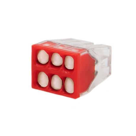 Экспресс-клемма строительно-монтажная с пастой СМК 2273-246 6-проводная 0.5-2.5кв.мм прозр. (уп.100шт) Rexant 07-3210 MEET