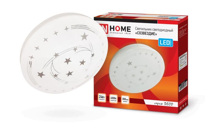 Светильник светодиодный серии DECO 24Вт 230В 4000К 1560лм 300х55мм СОЗВЕЗДИЕ | 4690612021843 IN HOME