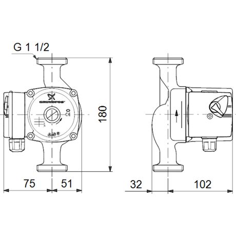 Насос циркуляционный с мокрым ротором UPS 25-60 PN10 1х230В/50 Гц в/к гайками - 96281477 Grundfos