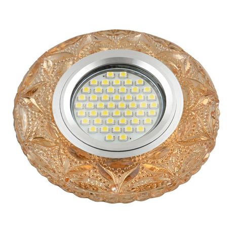 Светильник декор.встр Luciole DLS-L149 GU5.3 GLASSY/TEA доп.LED подсветка 3Вт, стекл,зерк./светло-коричневый. | UL-00003904 Fametto