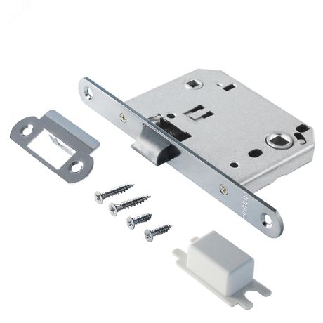 Защелка врезная универсальная без ручек для деревянных межкомнатных дверей, АЛЛЮР АРТ L7050PR CP хром - 11560 ПТК