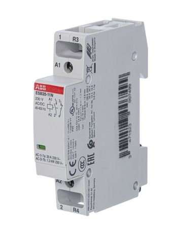 Контактор ESB20-11N-06 модульный (20А АС-1, 1НО+1НЗ), катушка 230В AC/DC | 1SBE121111R0611 ABB