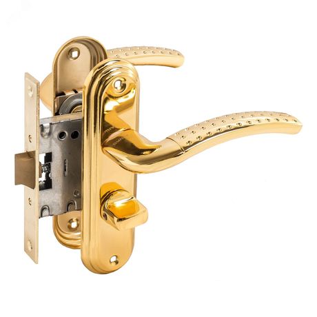 Защелка БУЛАТ ЗЩ1-Д01.05 (П) АЛЬФА золото ПРАВАЯ ВНУТР/ЛЕВАЯ НАРУЖНЯЯ с фиксацией - 13949 ПТК