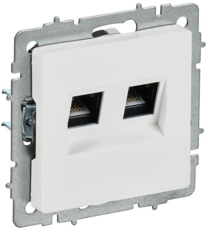 Розетка компьютерная 2-м СП BRITE РК10-2-БрАБ RJ45 кат.5E механизм арктич. бел. IEK BR-K20-1-K91