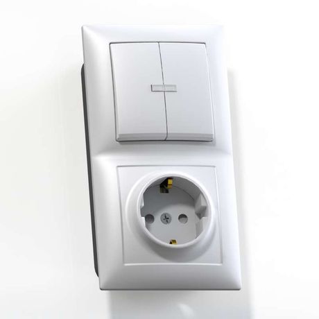 СЕЛЕНА Блок комбинированный с/у выключатель 2-хклавишный с подсв.+розетка 2К+З, з/ш БКВР-424, белый - 8214 Кунцево